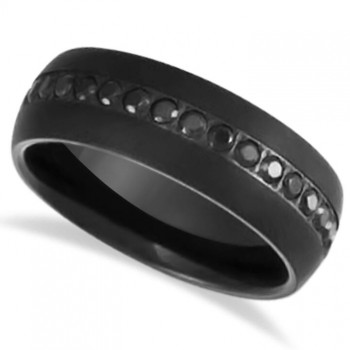 Men's Zircon Dome Black PVD Tungsten Band (8mm)