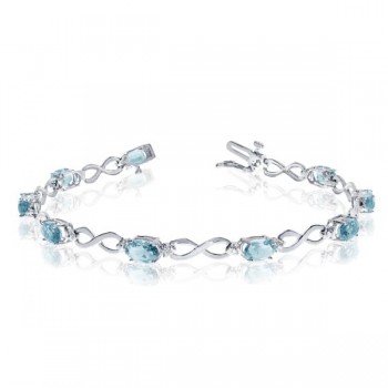 Oval Aquamarine & Diamond Infinity Bracelet in 14k White Gold 4.53ct