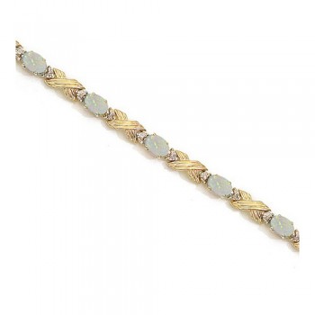 Opal & Diamond XOXO Link Bracelet 14k Yellow Gold (6.65ct)