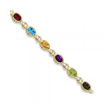 Diamond & Multicolor Gemstone Bracelet 14k Yellow Gold (9.62ctw)