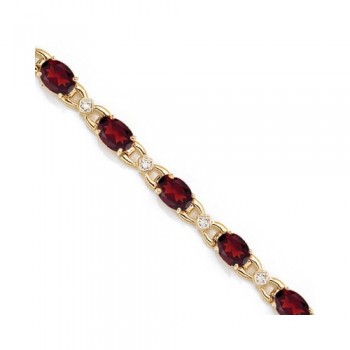 Diamond and Garnet Bracelet 14k Yellow Gold (10.26 ctw)