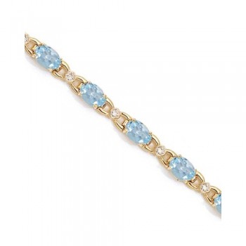 Diamond and Aquamarine Bracelet 14k Yellow Gold (10.26 ctw)
