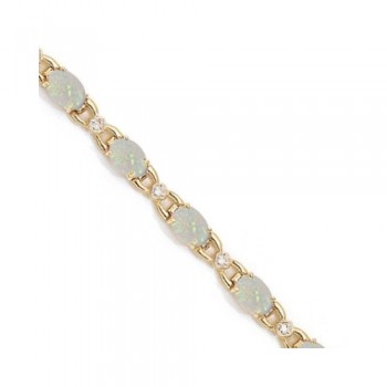 Diamond and Opal Bracelet 14k Yellow Gold (10.26 ctw)