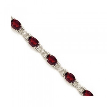 Diamond and Garnet Bracelet 14k White Gold (10.26 ctw)