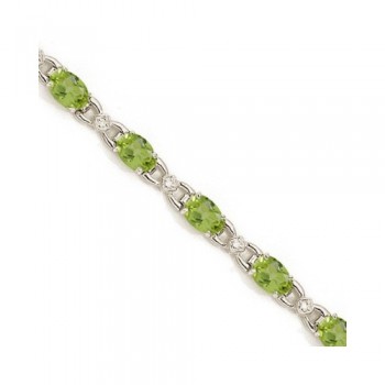 Diamond and Peridot Bracelet 14k White Gold (10.26 ctw)