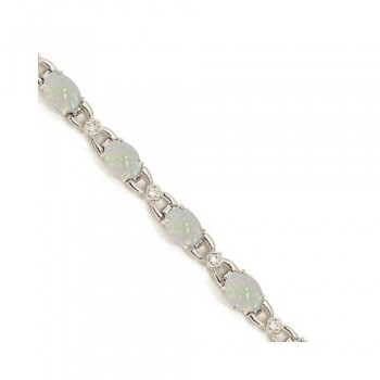 Diamond and Opal Bracelet 14k White Gold (10.26 ctw)