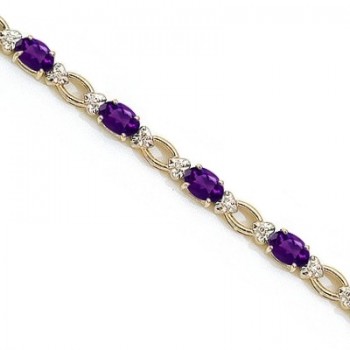 Oval Amethyst and Diamond Link Bracelet 14k Yellow Gold (6.72 ctw)