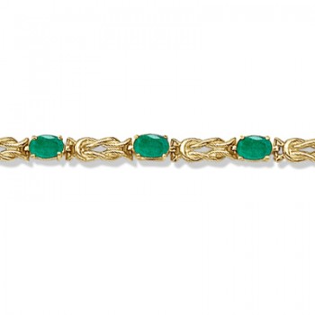 Oval Emerald Love Knot Link Bracelet 14k Yellow Gold (5.50ct)