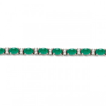 Lab Grown Diamond & Oval Cut Lab Emerald Tennis Bracelet 14k White Gold (9.25ctw)
