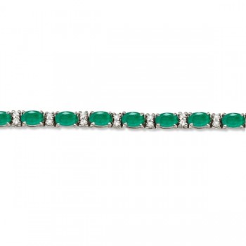 Diamond & Oval Cut Emerald Tennis Bracelet 14k White Gold (9.25ctw)