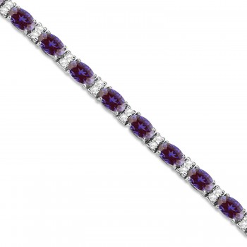 Diamond & Oval Cut Lab Alexandrite Tennis Bracelet 14k White Gold (9.25ct)