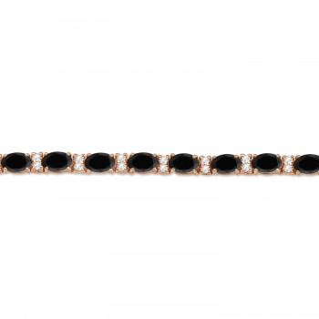 Black & White Diamond Oval Cut Tennis Bracelet 14k Rose Gold (9.25ctw)