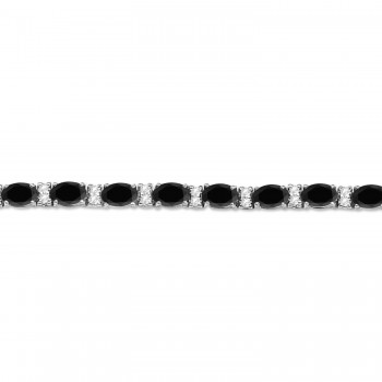 Black & White Diamond Oval Cut Tennis Bracelet 14k White Gold (9.25ctw)