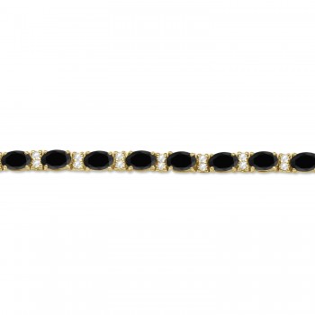 Black & White Diamond Oval Cut Tennis Bracelet 14k Yellow Gold (9.25ctw)