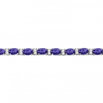 Diamond & Oval Cut Tanzanite Tennis Bracelet 14k White Gold (9.25ct)