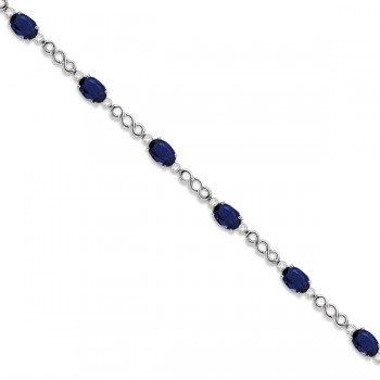Diamond and Blue Sapphire Bracelet 14k White Gold (5.02ct)