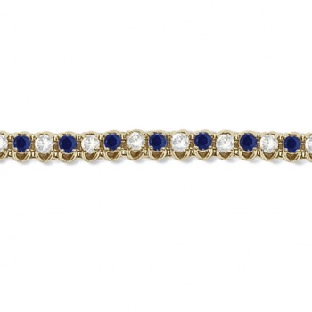 Round Lab Blue Sapphire & Lab Diamond Tennis Bracelet 14k Yellow Gold (4.75ct)