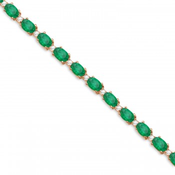 Lab Emerald & Lab Grown Diamond Tennis Bracelet 14k Rose Gold (12.00ct)