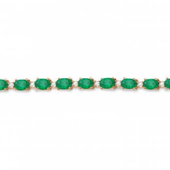 Lab Emerald & Lab Grown Diamond Tennis Bracelet 14k Rose Gold (12.00ct)