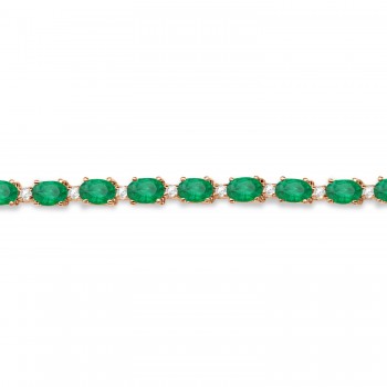 Emerald & Diamond Tennis Bracelet 14k Rose Gold (12.00ct)