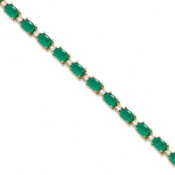 Lab Emerald & Lab Grown Diamond Tennis Bracelet 14k Yellow Gold (12.00ct)