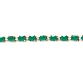 Lab Emerald & Lab Grown Diamond Tennis Bracelet 14k Yellow Gold (12.00ct)
