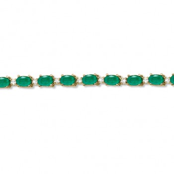 Emerald & Diamond Tennis Bracelet 14k Yellow Gold (12.00ct)
