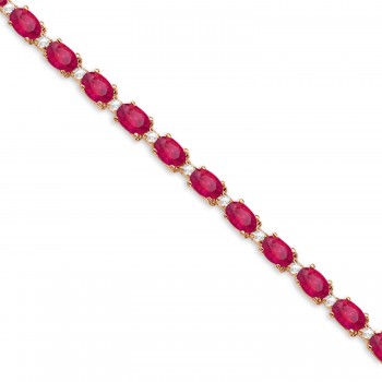 Lab Ruby & Lab Grown Diamond Tennis Bracelet 14k Rose Gold (12.00ct)