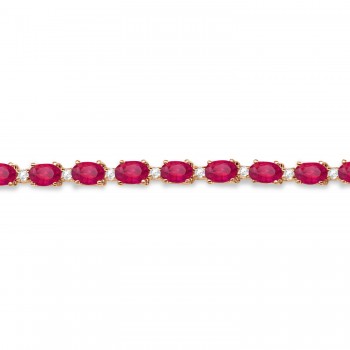 Lab Ruby & Lab Grown Diamond Tennis Bracelet 14k Rose Gold (12.00ct)