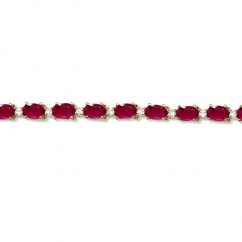 Lab Ruby & Lab Grown Diamond Tennis Bracelet 14k Yellow Gold (12.00ct)