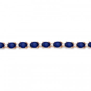 Lab Blue Sapphire & Lab Grown Diamond Tennis Bracelet 14k Rose Gold (12.00ct)