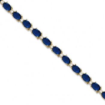 Lab Blue Sapphire & Lab Grown Diamond Tennis Bracelet 14k Yellow Gold (12.00ct)