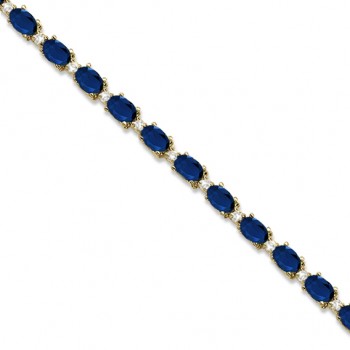 Blue Sapphire & Diamond Tennis Bracelet 14k Yellow Gold (12.00ct)