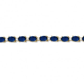 Blue Sapphire & Diamond Tennis Bracelet 14k Yellow Gold (12.00ct)