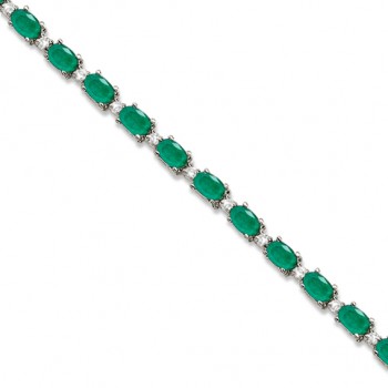 Lab Emerald & Lab Grown Diamond Tennis Bracelet 14k White Gold (12.00ct)