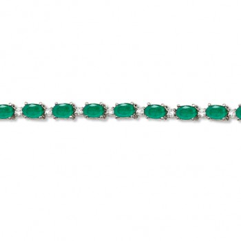 Lab Emerald & Lab Grown Diamond Tennis Bracelet 14k White Gold (12.00ct)