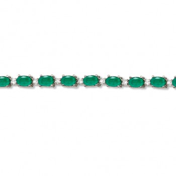 Emerald & Diamond Tennis Bracelet 14k White Gold (12.00ct)