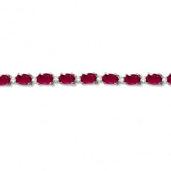 Lab Ruby & Lab Grown Diamond Tennis Bracelet 14k White Gold (12.00ct)
