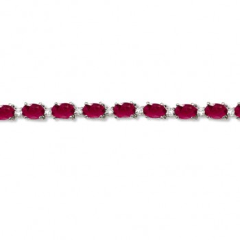 Ruby & Diamond Tennis Bracelet 14k White Gold (12.00ct)