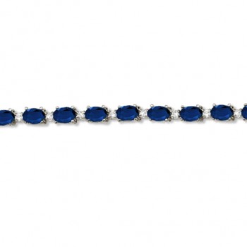 Blue Sapphire & Diamond Tennis Bracelet 14k White Gold (12.00ct)
