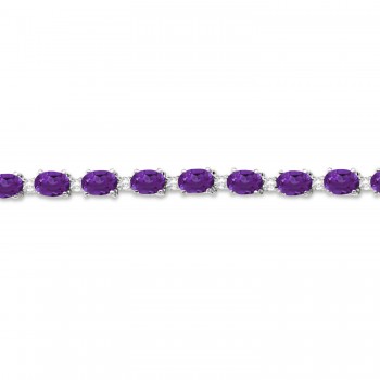 Amethyst & Diamond Tennis Bracelet 14k White Gold (12.00ct)