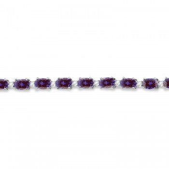 Lab Alexandrite & Diamond Tennis Bracelet 14k White Gold (12.00ct)