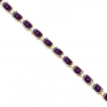 Lab Alexandrite & Diamond Tennis Bracelet 14k Yellow Gold (12.00ct)