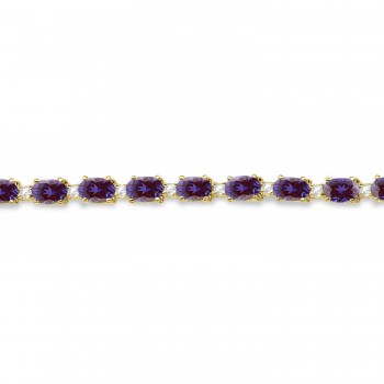 Lab Alexandrite & Diamond Tennis Bracelet 14k Yellow Gold (12.00ct)