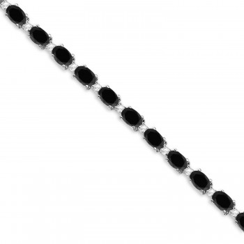 Black & White Diamond Tennis Bracelet 14k White Gold (12.00ct)