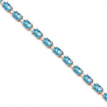 Blue Topaz & Diamond Tennis Bracelet 14k Rose Gold (12.00ct)