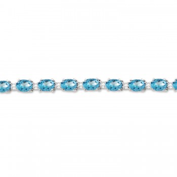 Blue Topaz & Diamond Tennis Bracelet 14k White Gold (12.00ct)