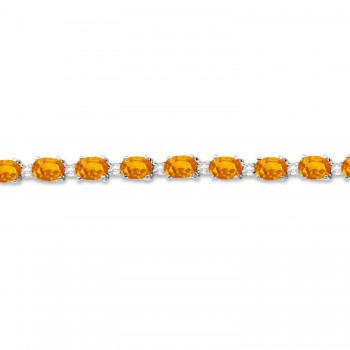 Citrine & Diamond Tennis Link Bracelet 14k White Gold (12.00ct)