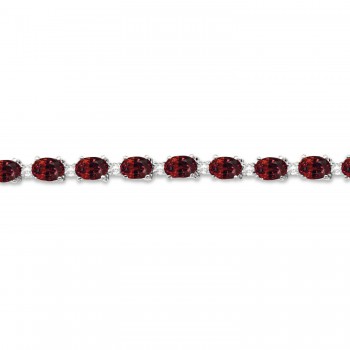 Garnet & Diamond Tennis Link Bracelet 14k White Gold (12.00ct)