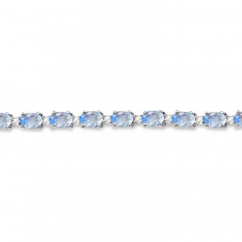 Moonstone & Diamond Tennis Bracelet 14k White Gold (12.00ct)